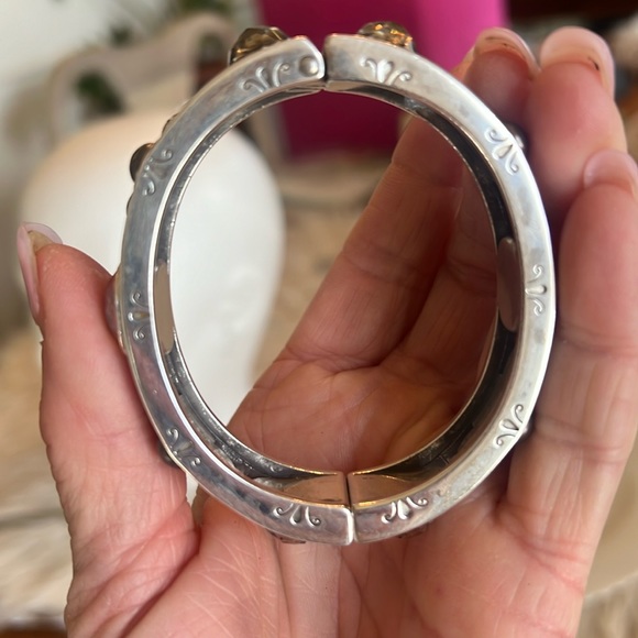 Vintage Brighton silver & Crystal cuff bangle bracelet - Picture 4 of 8